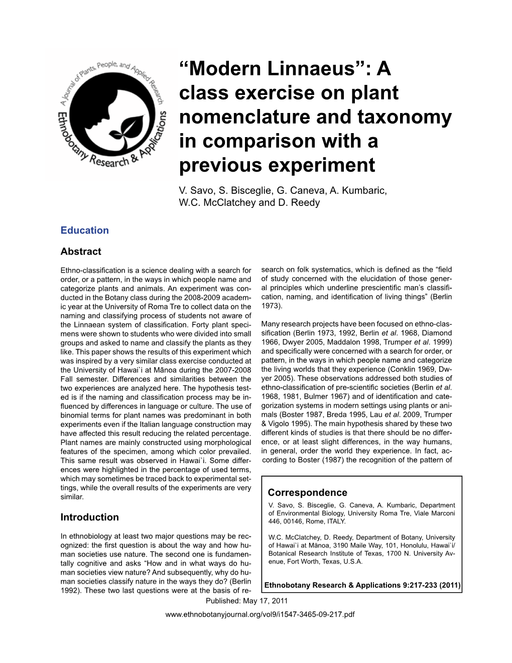 “Modern Linnaeus”: a Class Exercise on Plant Nomenclature and Taxonomy in Comparison with a Previous Experiment V