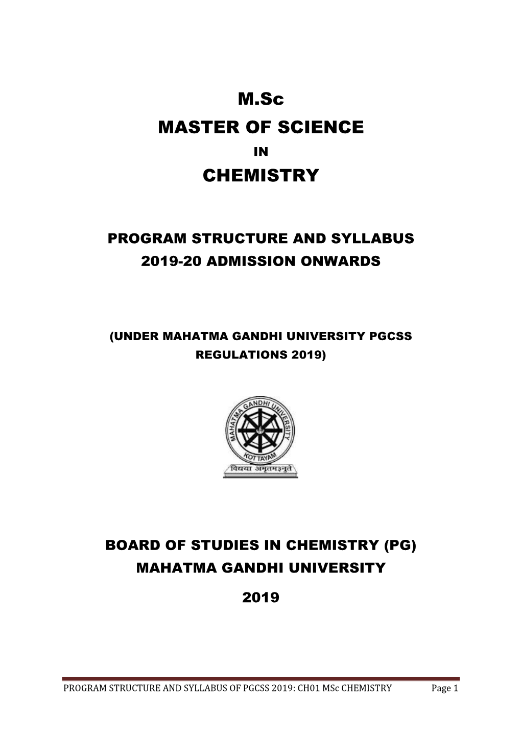 M.Sc MASTER of SCIENCE CHEMISTRY