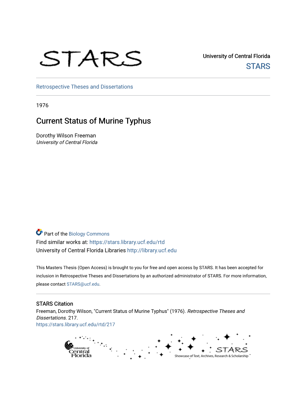 Current Status of Murine Typhus