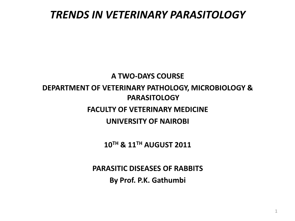 PARASITIC DISEASES of RABBITS by Prof