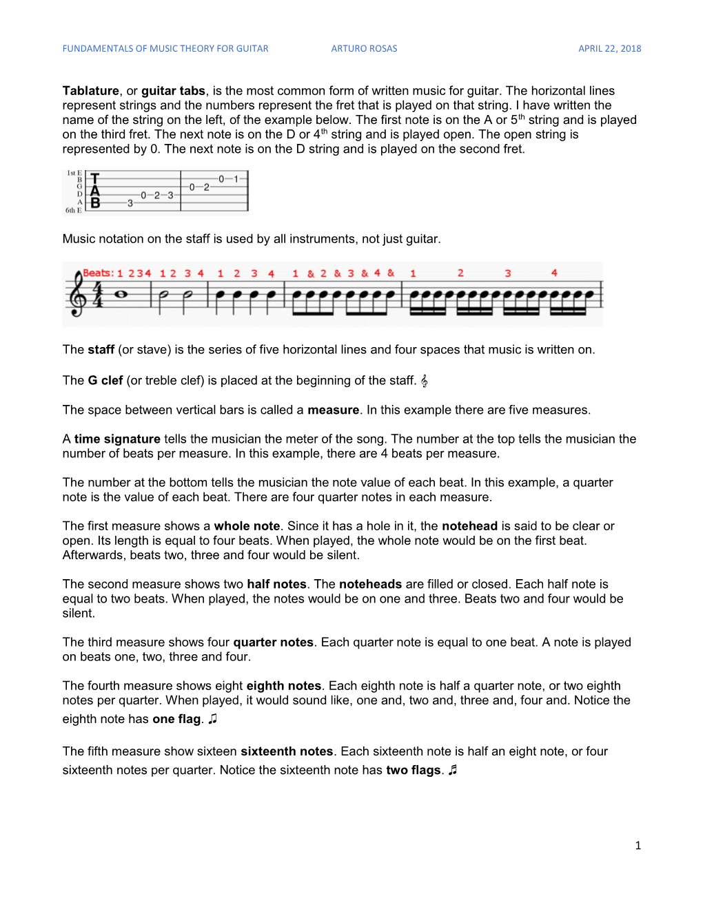 1 Tablature, Or Guitar Tabs, Is the Most Common Form of Written Music For