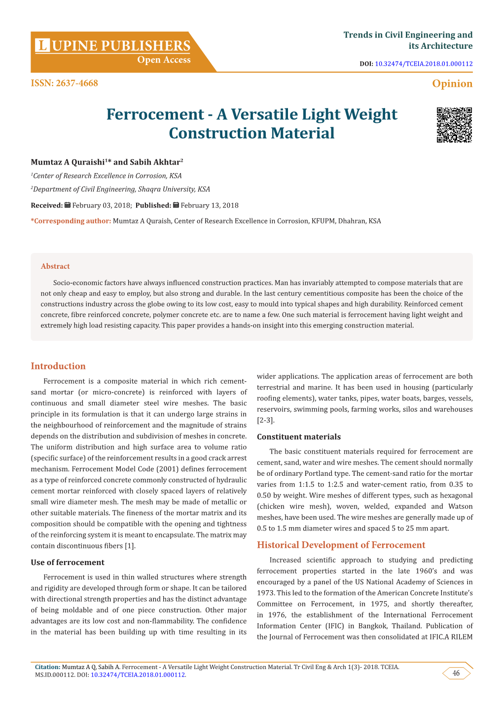 Ferrocement - a Versatile Light Weight Construction Material