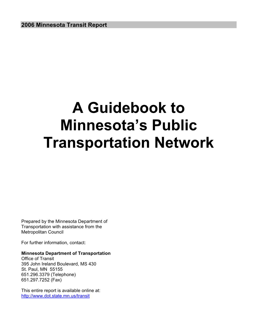 A Guidebook to Minnesota's Public Transportation Network