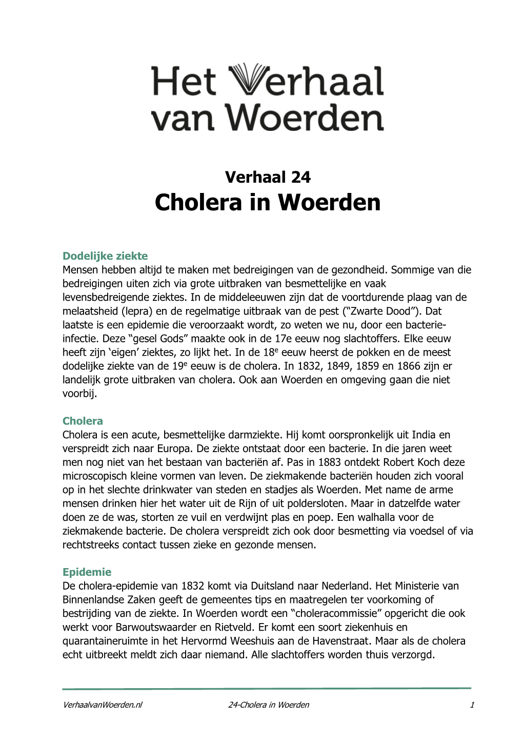 Cholera in Woerden