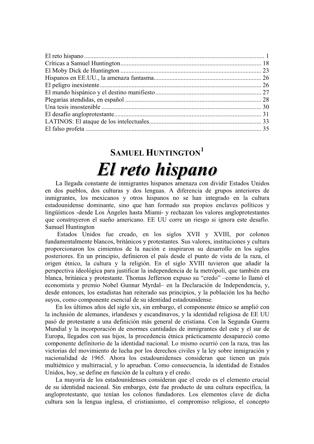 El Reto Hispano