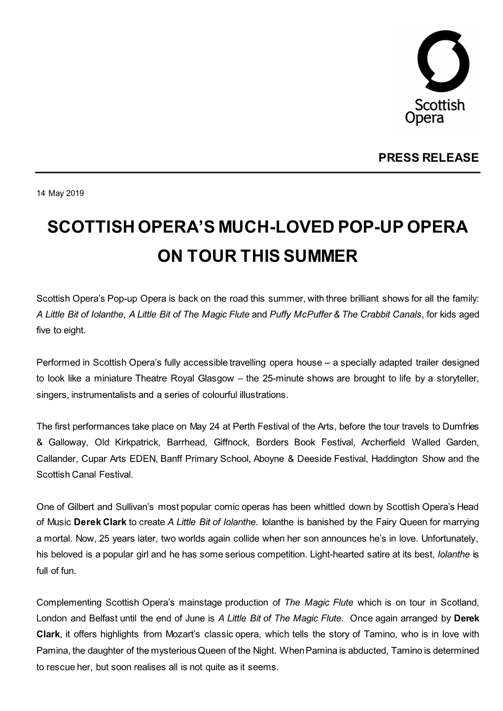 Scottish Opera's Much-Loved Pop-Up Opera on Tour This