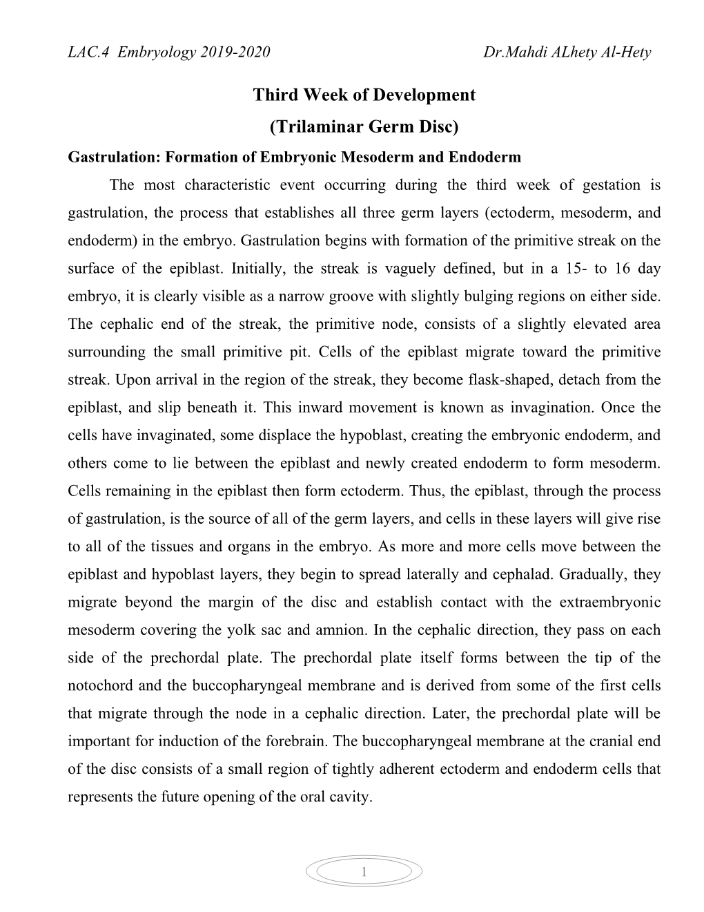 Third Week of Development (Trilaminar Germ Disc)