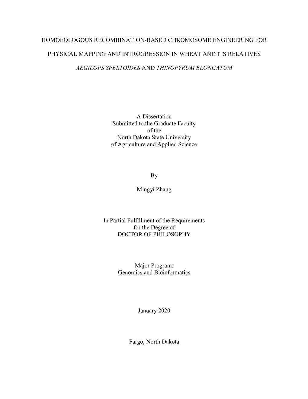 Homoeologous Recombination-Based Chromosome Engineering For