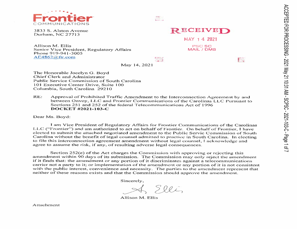 Frontier, It LLC Rejecting of of Amendment