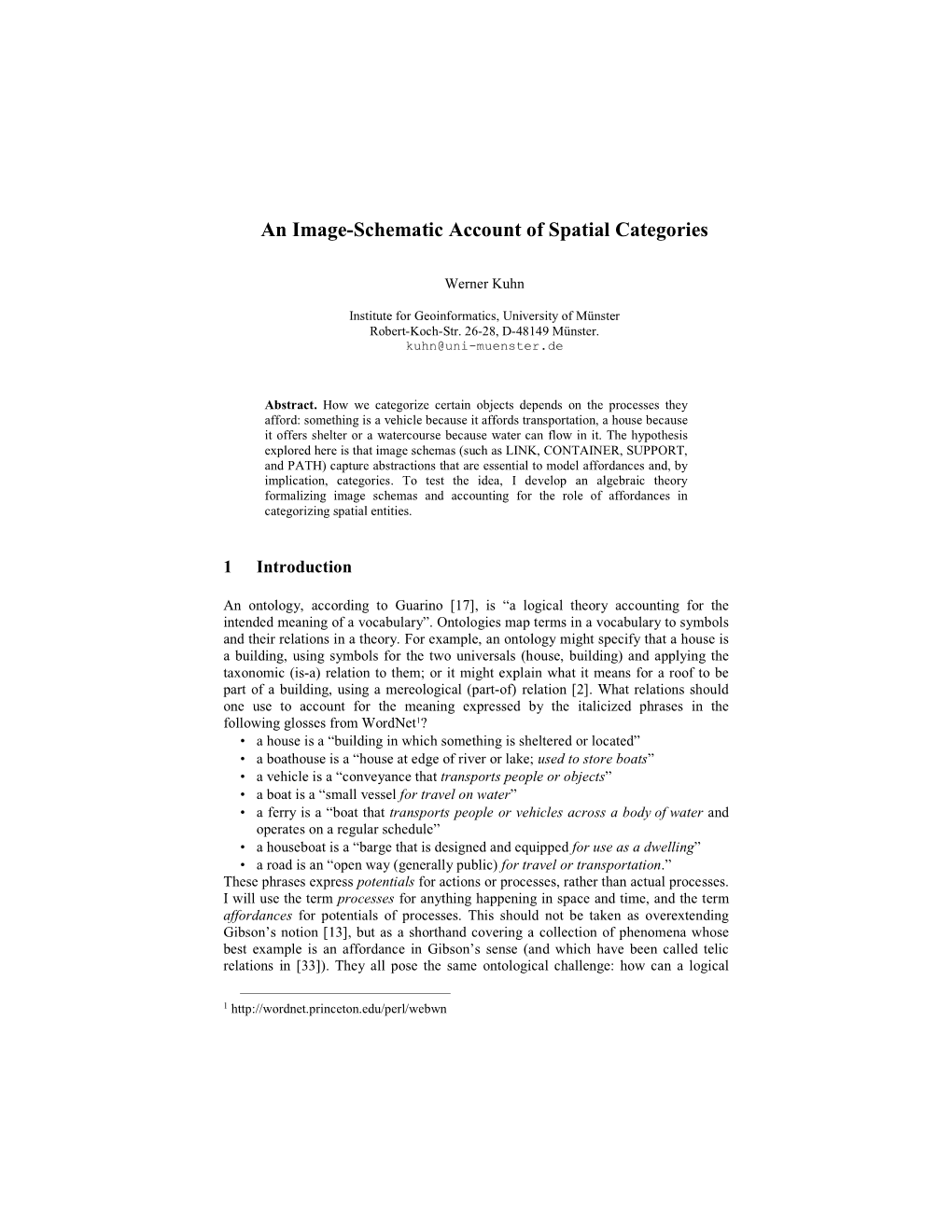 An Image-Schematic Account of Spatial Categories