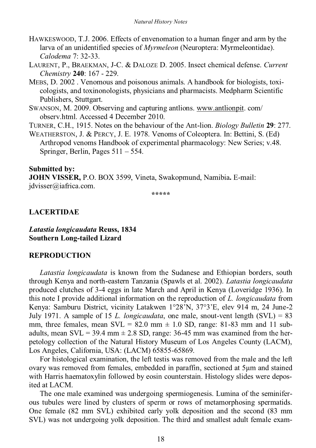 18 HAWKESWOOD, T.J. 2006. Effects of Envenomation to a Human Finger