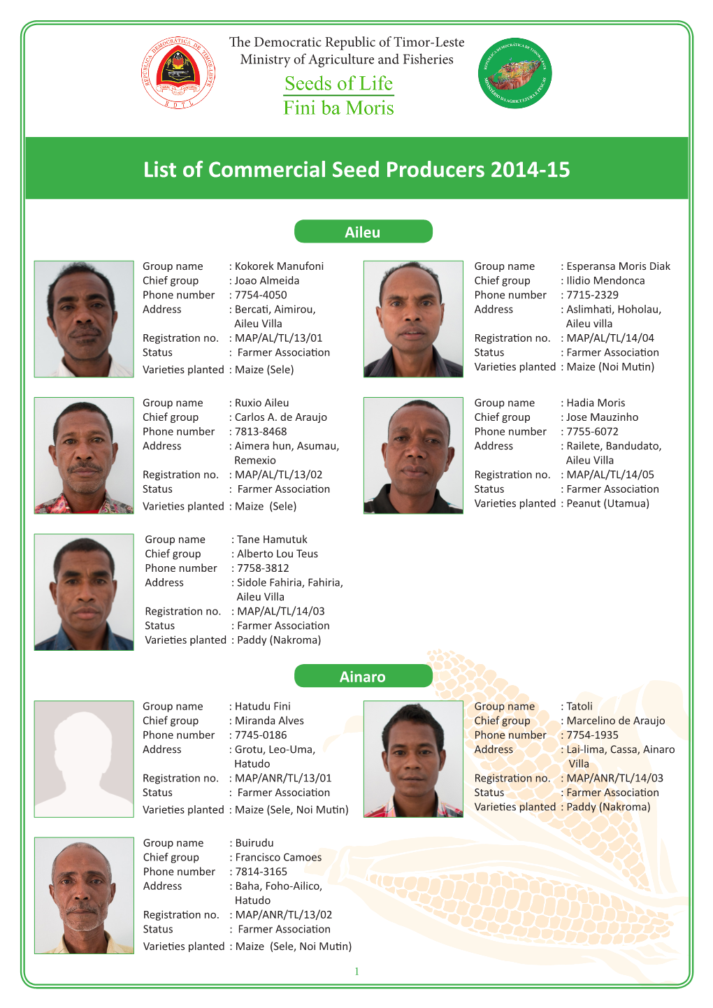 Commercial Seed Producers 2014-15