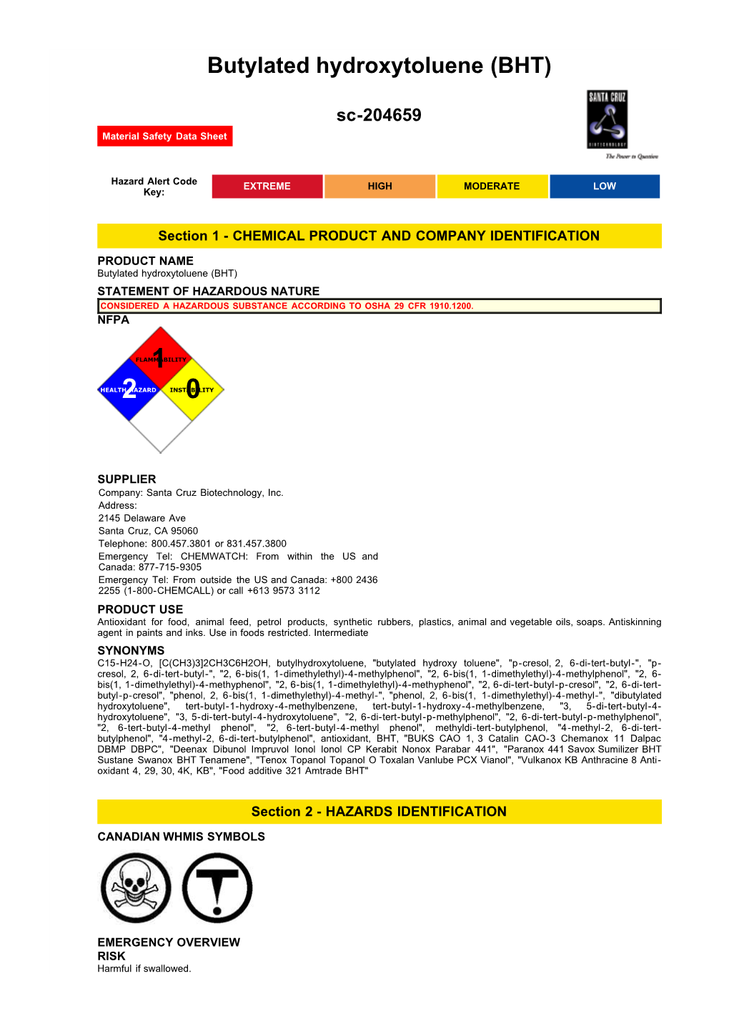 Butylated Hydroxytoluene (BHT)