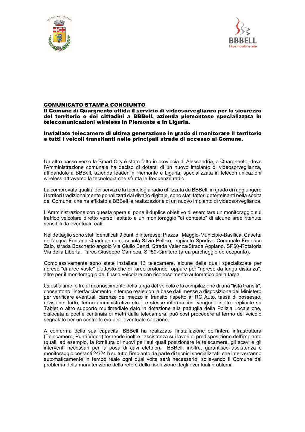 Comunicato Stampa Congiunto