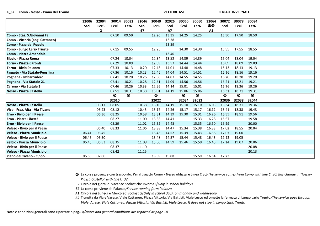 C 32 Como - Nesso - Piano Del Tivano VETTORE ASF FERIALE INVERNALE