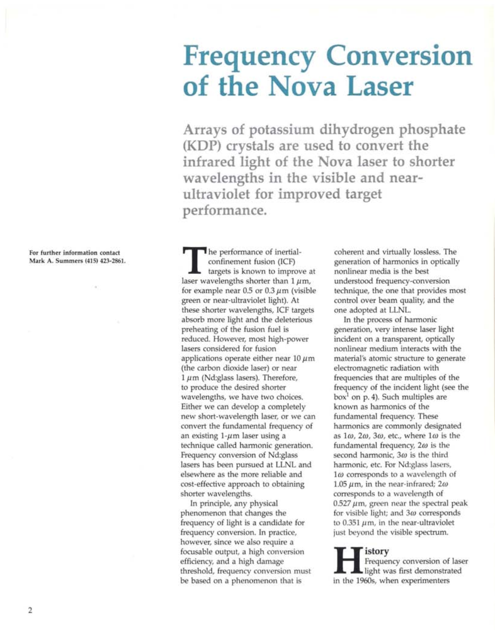 Frequency Conversion of the Nova Laser