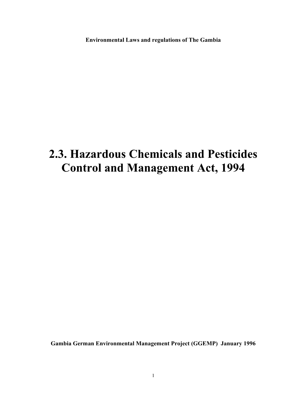 Environmental Laws and Regulations of the Gambia