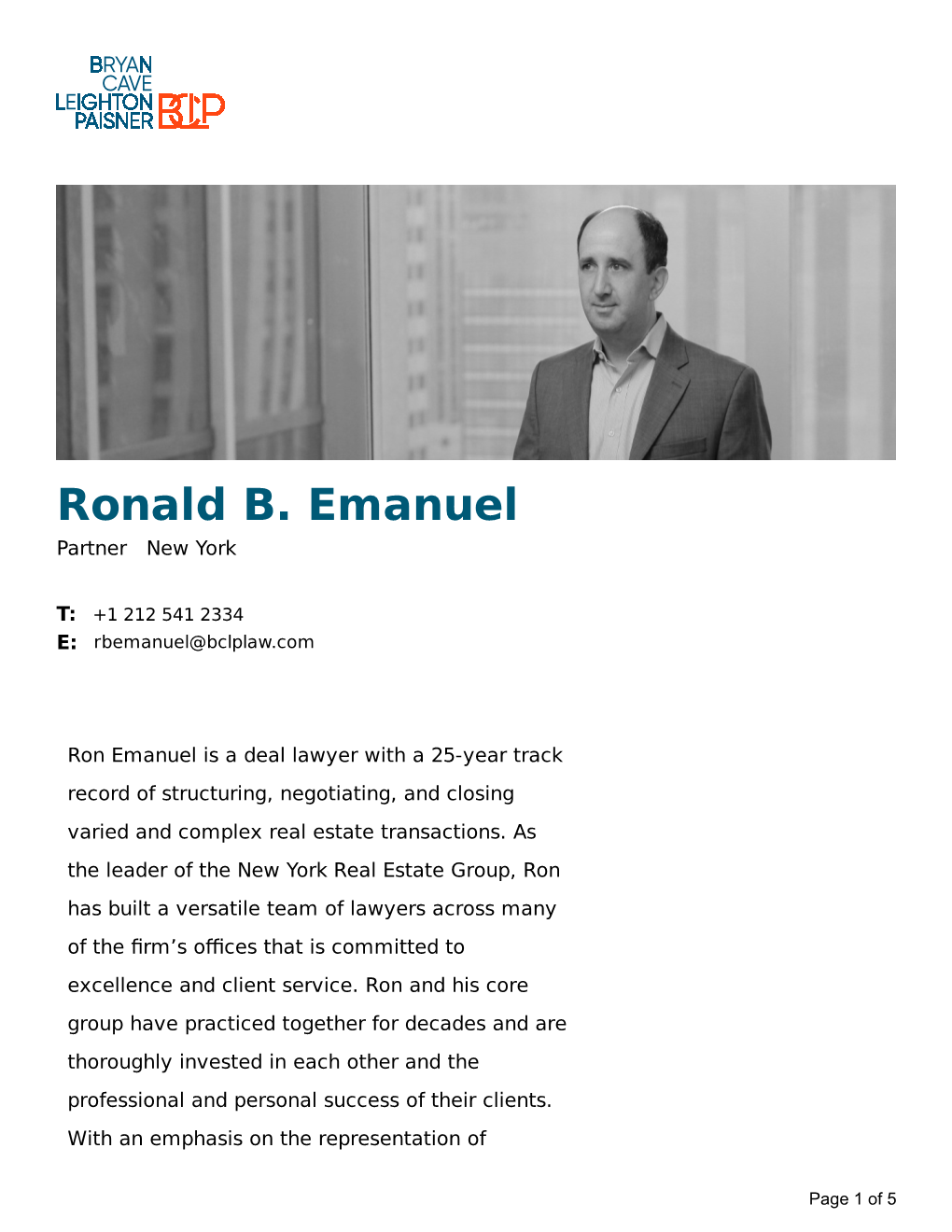 Ronald B. Emanuel Partner New York