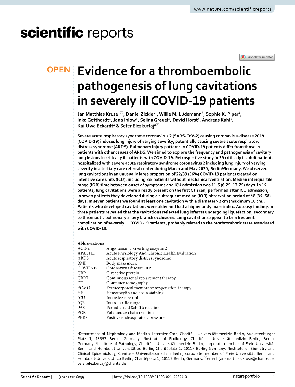 Evidence for a Thromboembolic Pathogenesis of Lung Cavitations in Severely Ill COVID-19 Patients