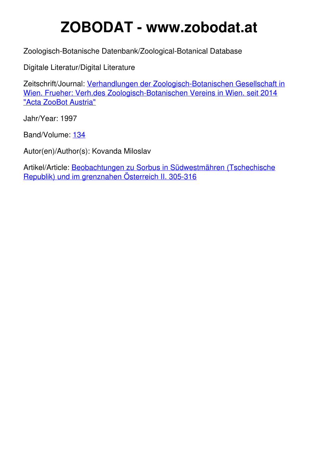 Observations on Sorbus in Southwest Moravia (Czech Republic) and Adjacent Austria II