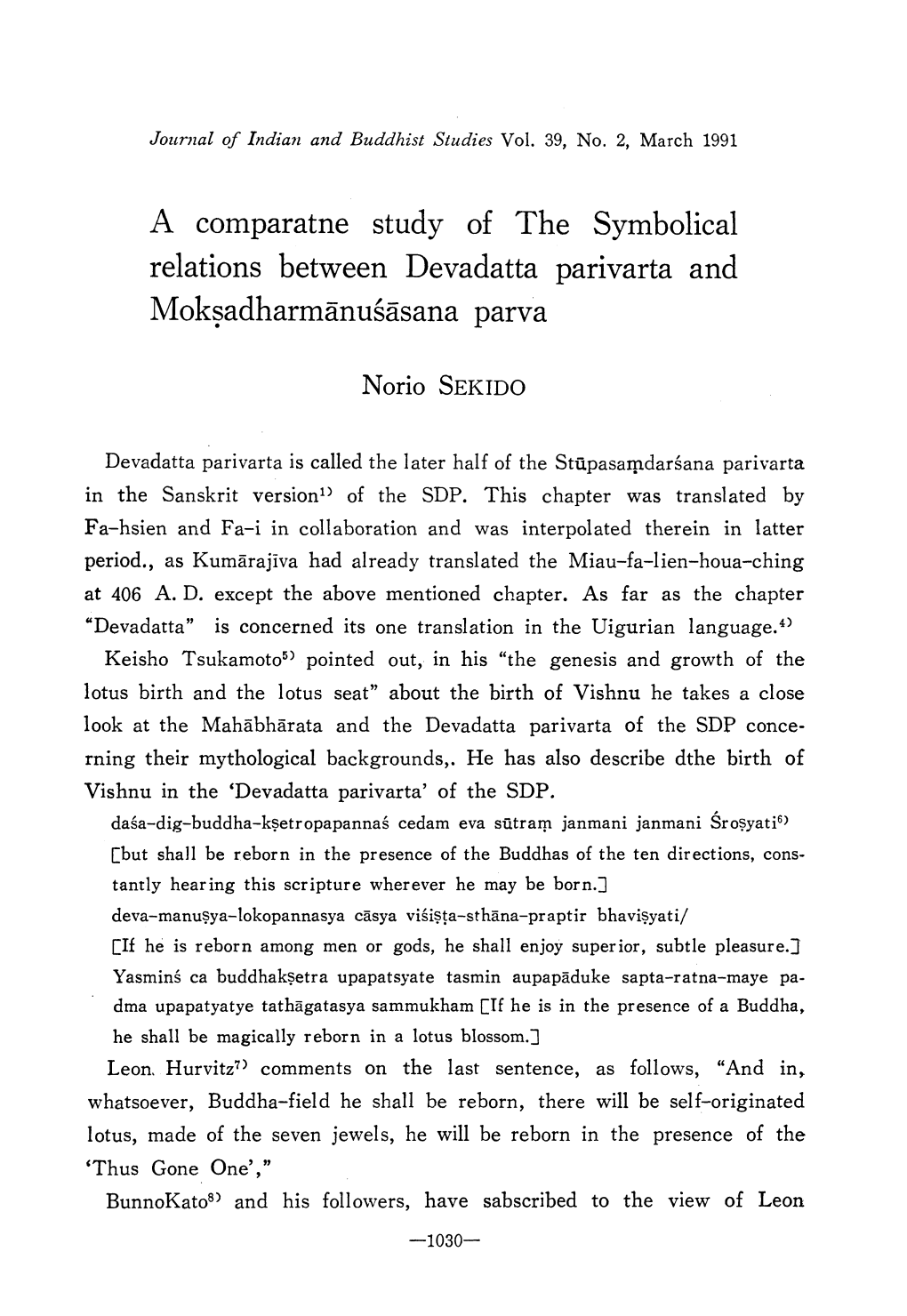 A Comparatne Study of the Symbolical Relations Between Devadatta Parivarta and Moksadharmanusasana Parva