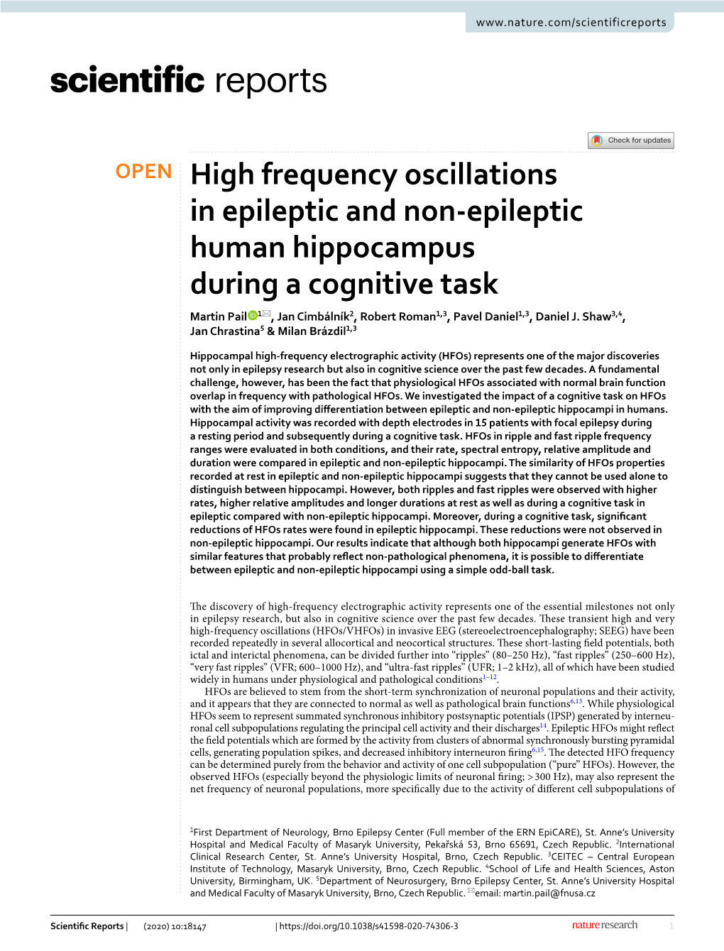 High Frequency Oscillations in Epileptic and Non-Epileptic Human