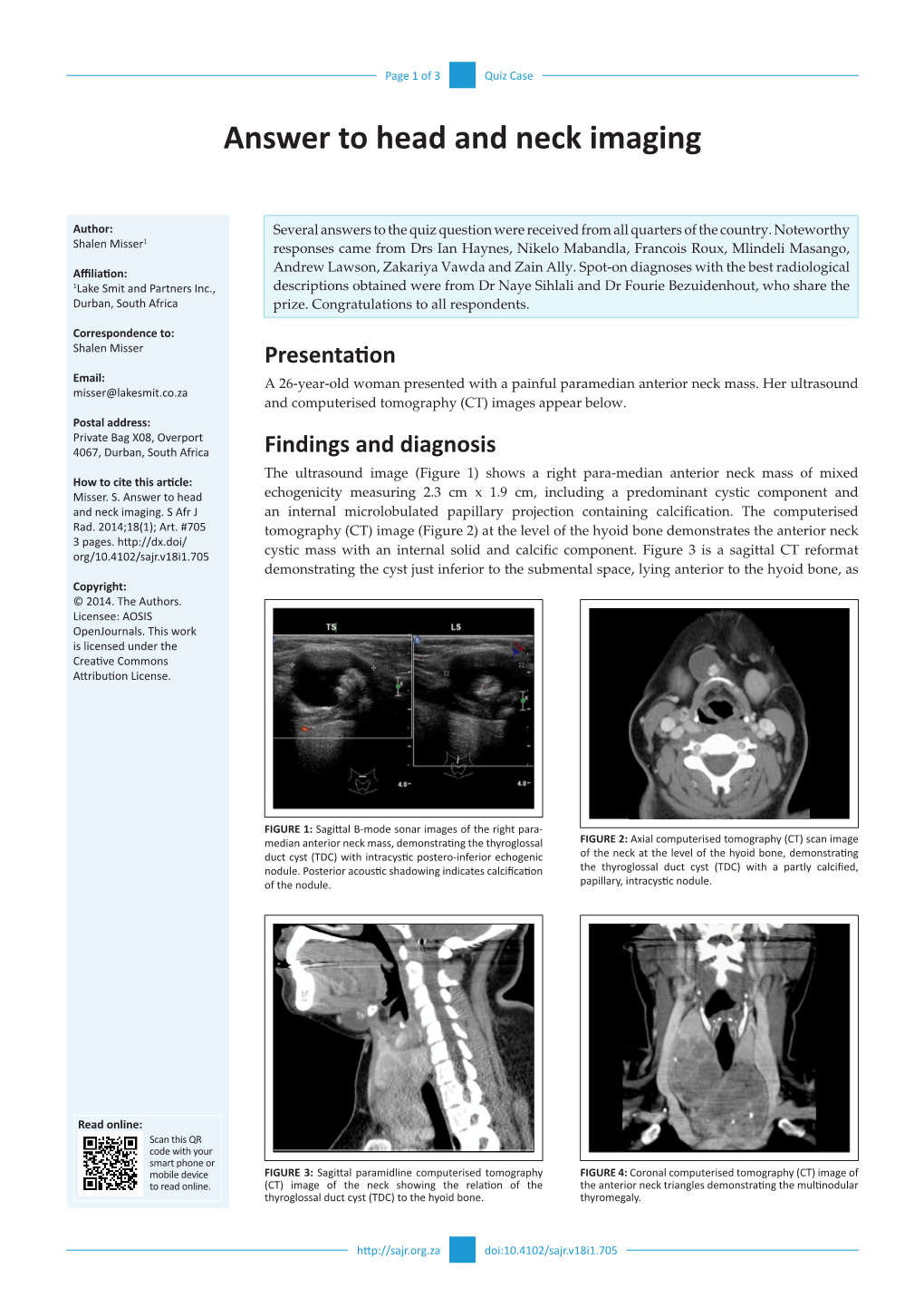 Answer to Head and Neck Imaging