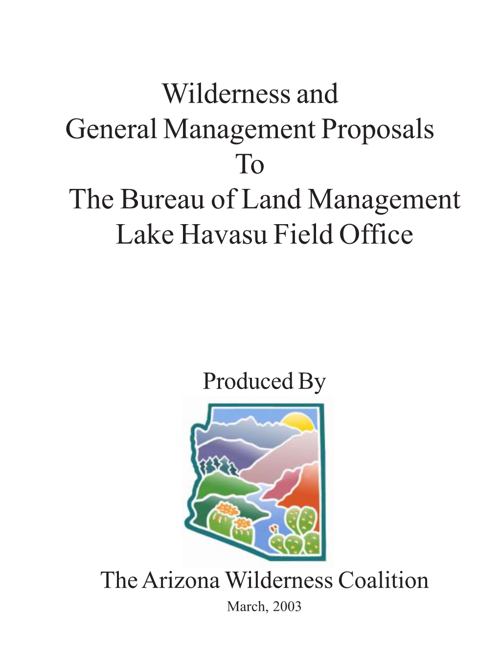 Lake Havasu Field Office-BLM Wilderness Proposal