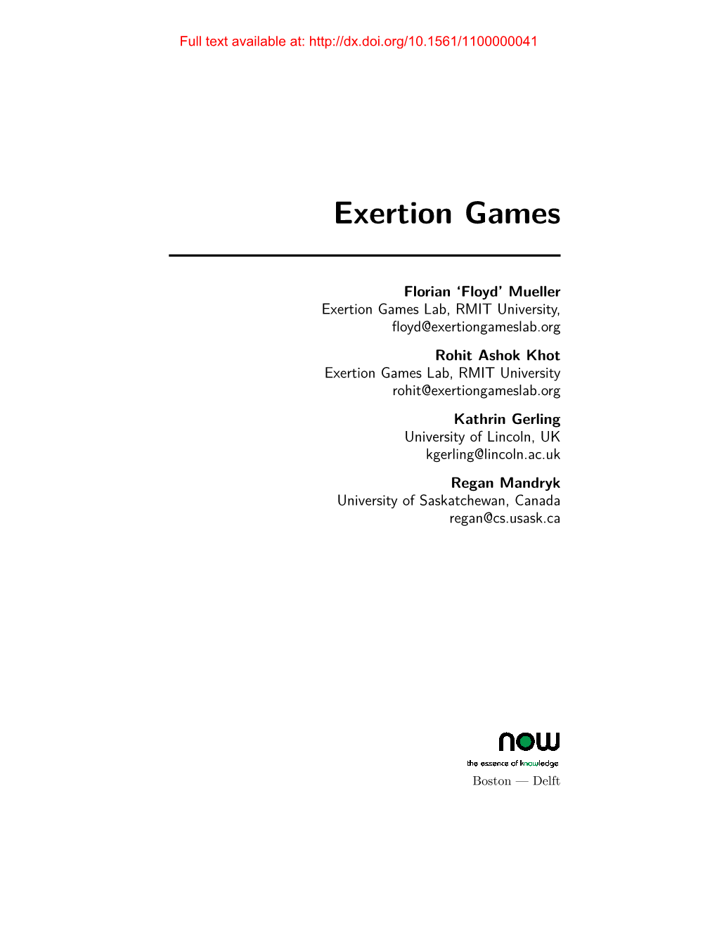 Exertion Games