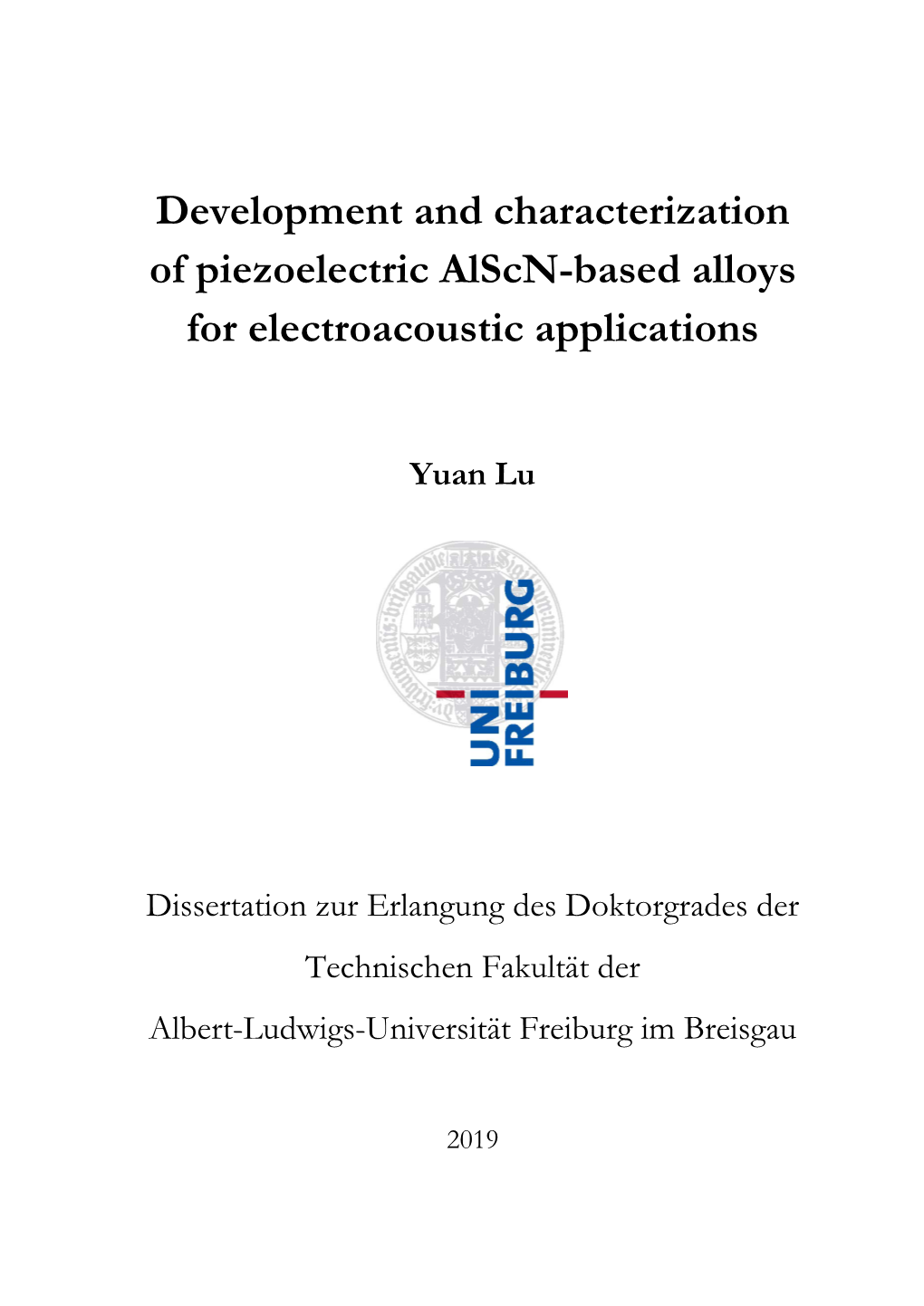 Development and Characterization of Piezoelectric Alscn-Based Alloys for Electroacoustic Applications