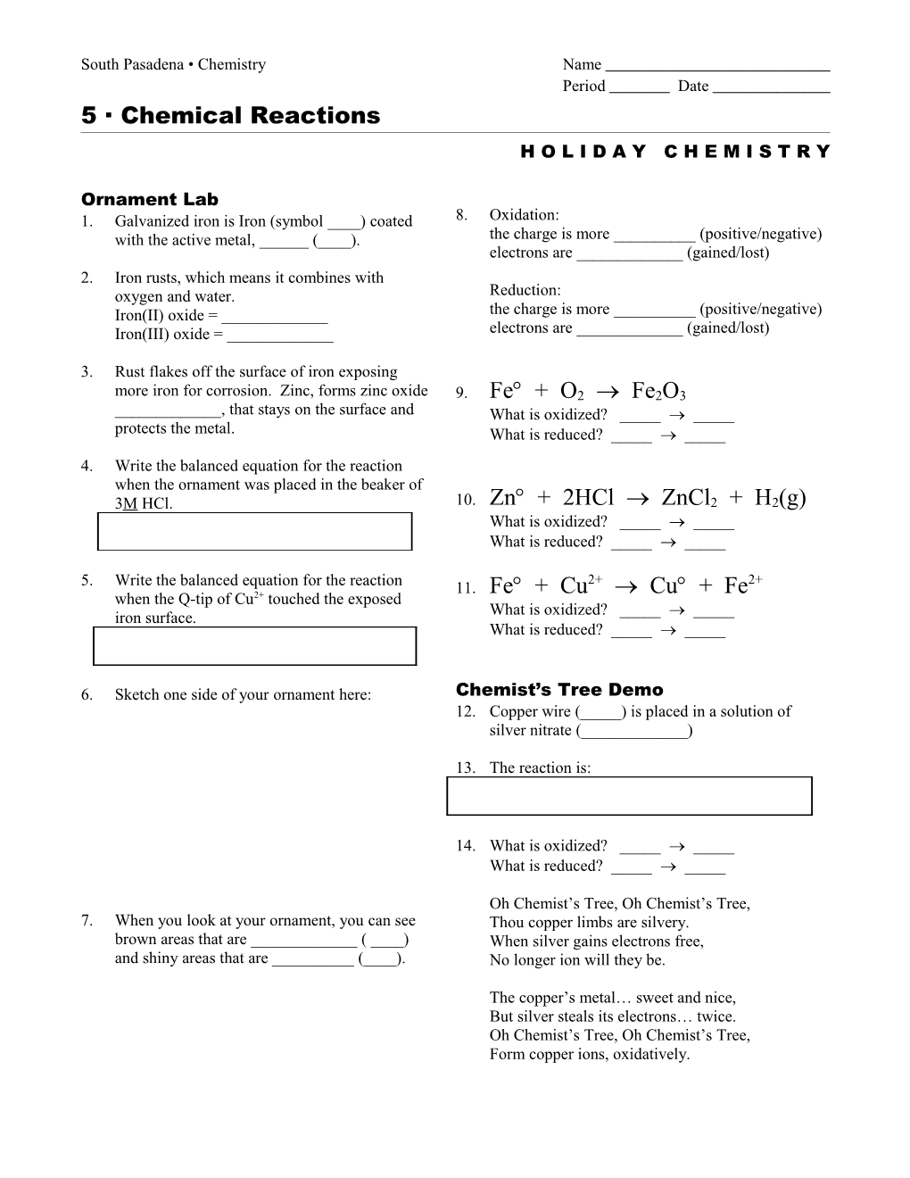 South Pasadena Chemistry Name