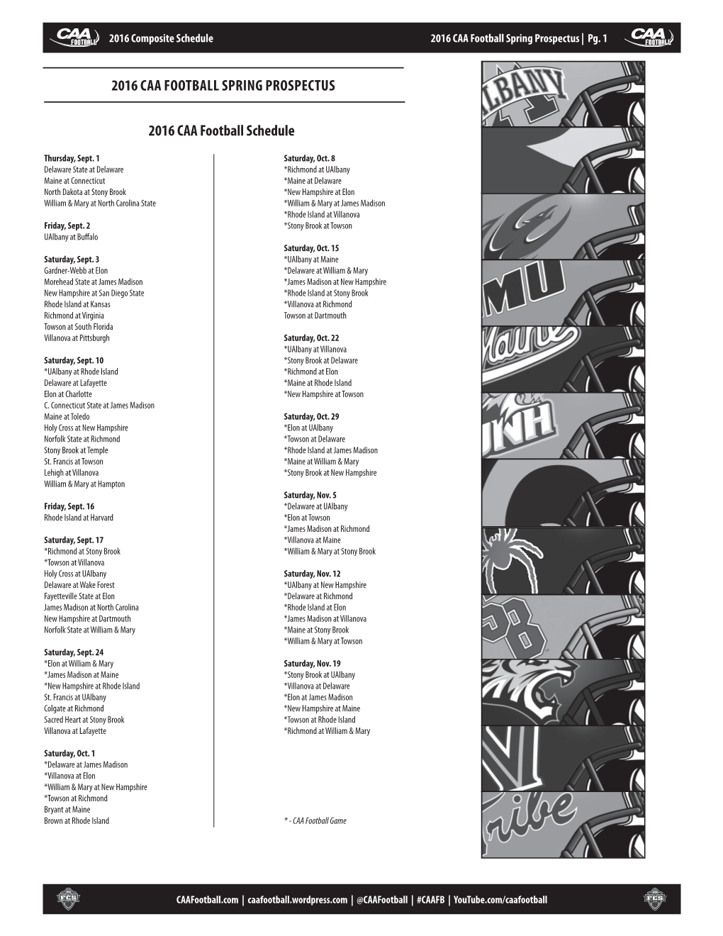 2016 Composite Schedule 2016 CAA Football Spring Prospectus | Pg