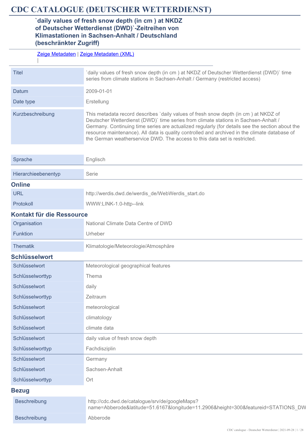 Cdc Catalogue (Deutscher Wetterdienst)