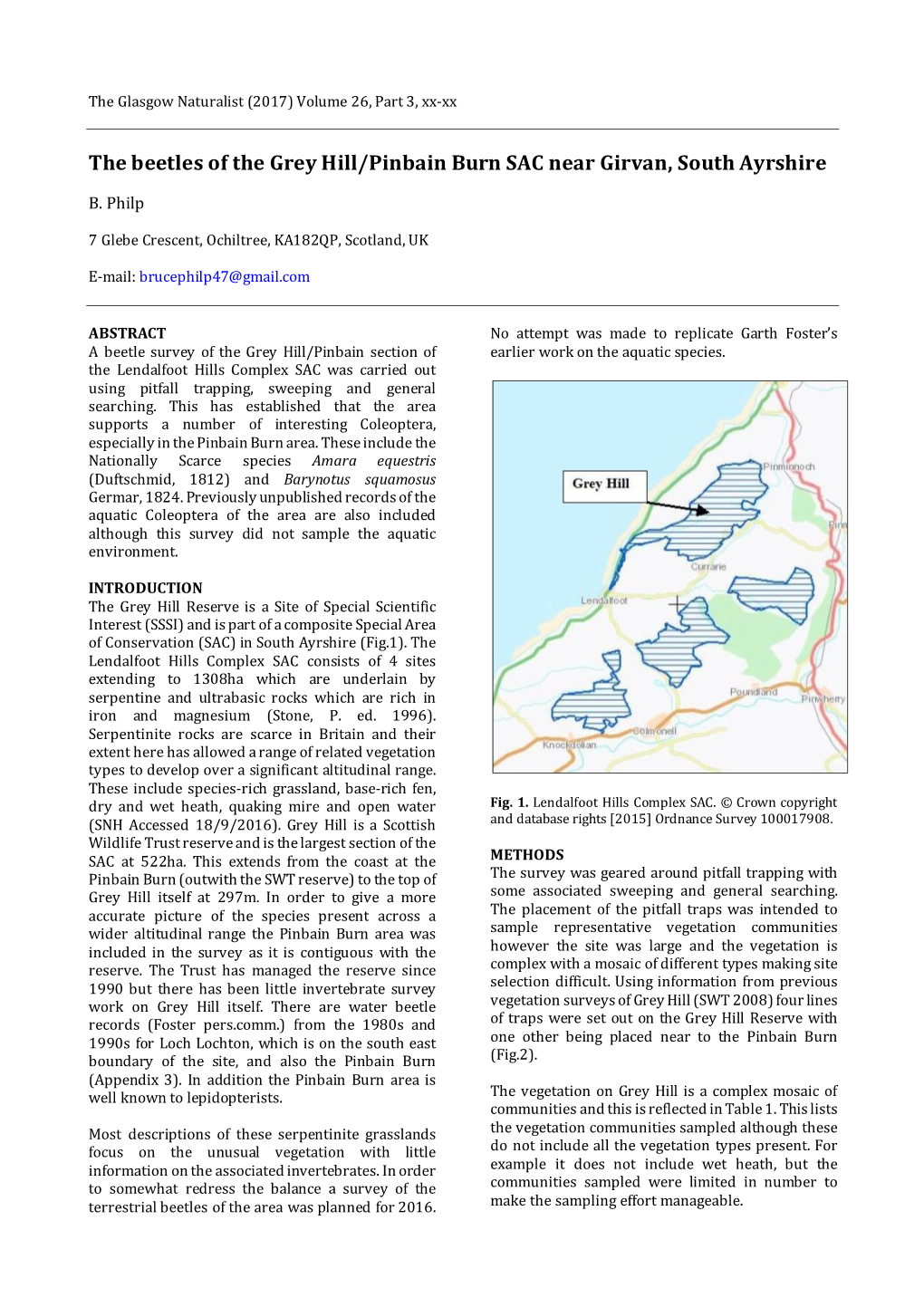 The Beetles of the Grey Hill/Pinbain Burn SAC Near Girvan, South Ayrshire