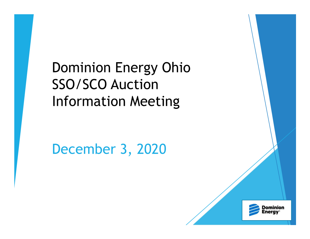 Dominion Energy Ohio SSO/SCO Auction Information Meeting