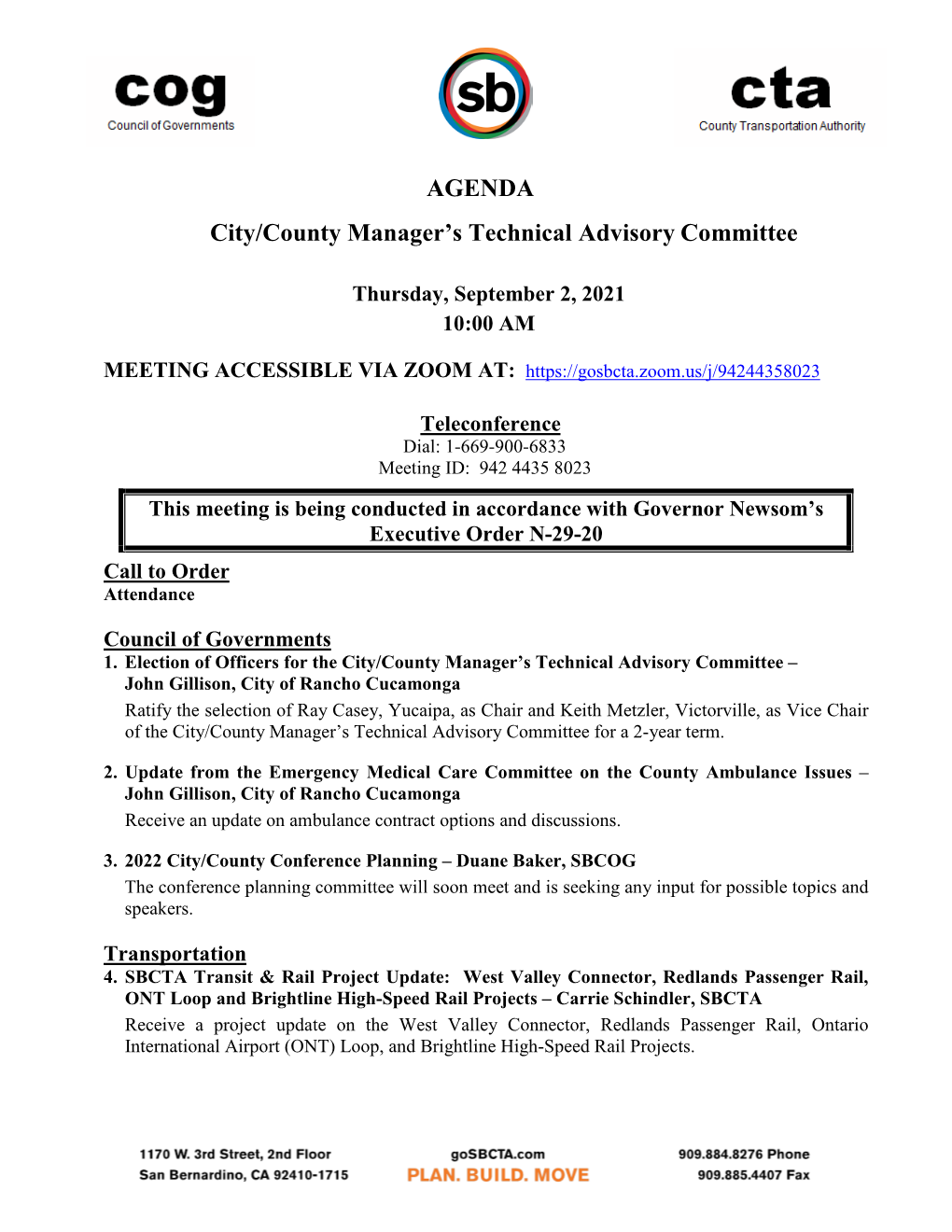 AGENDA City/County Manager's Technical Advisory Committee