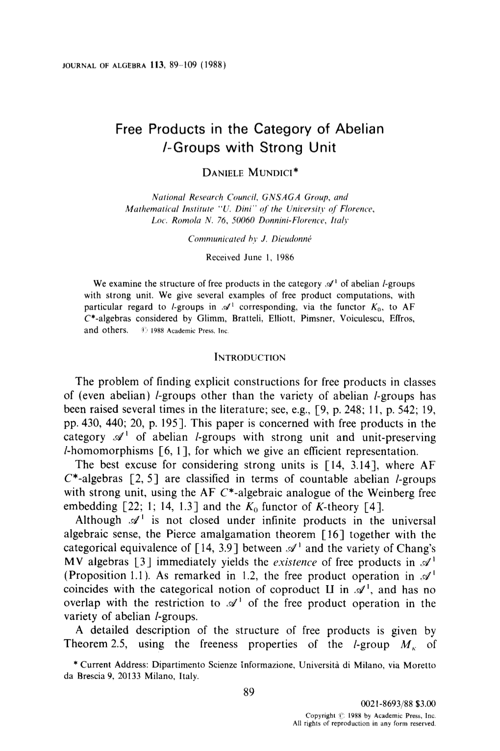 Free Products in the Category of Abelian /-Groups with Strong Unit