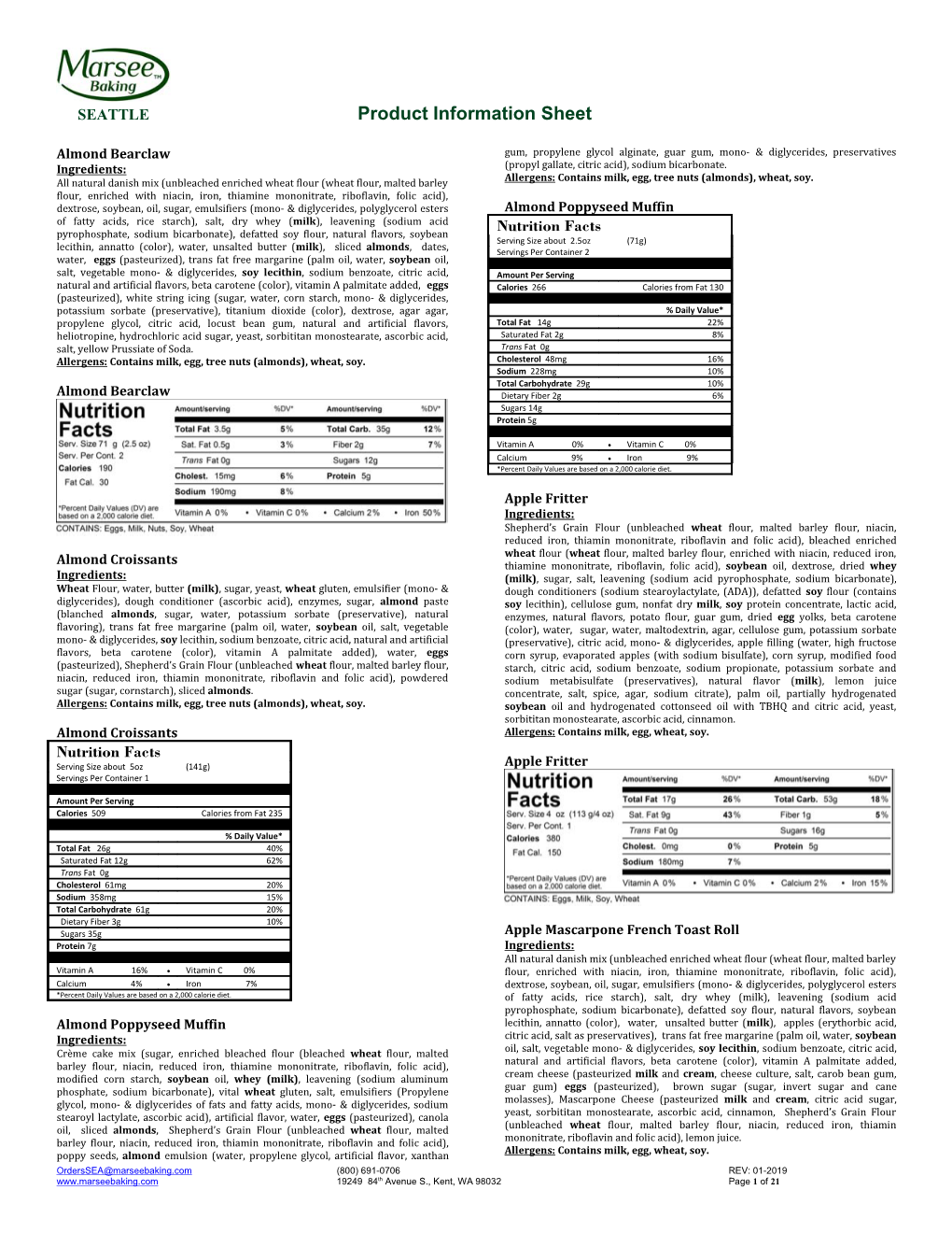 Nutritional Catalog Marsee Seattle