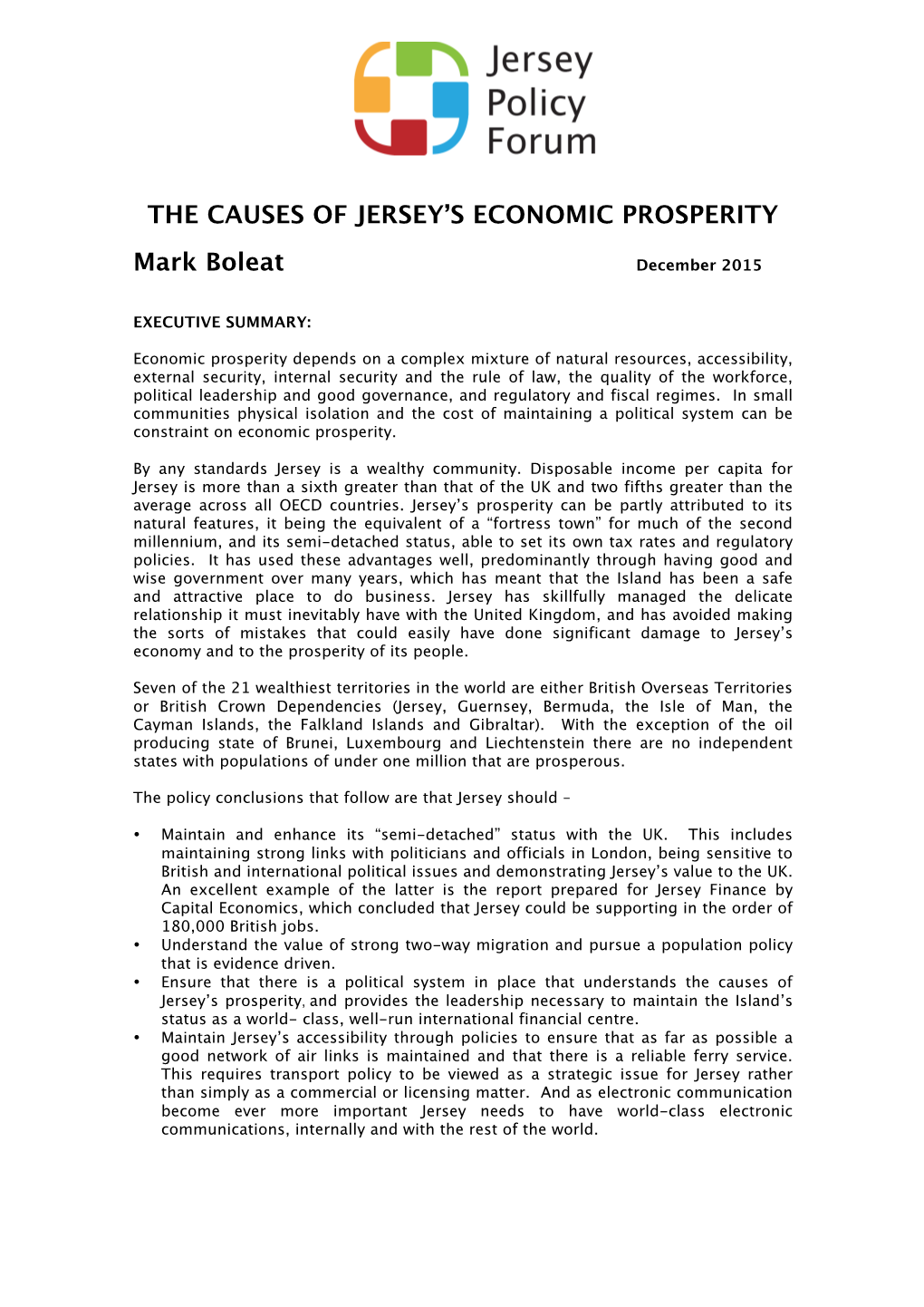 The Causes of Jersey's Economic Prosperity