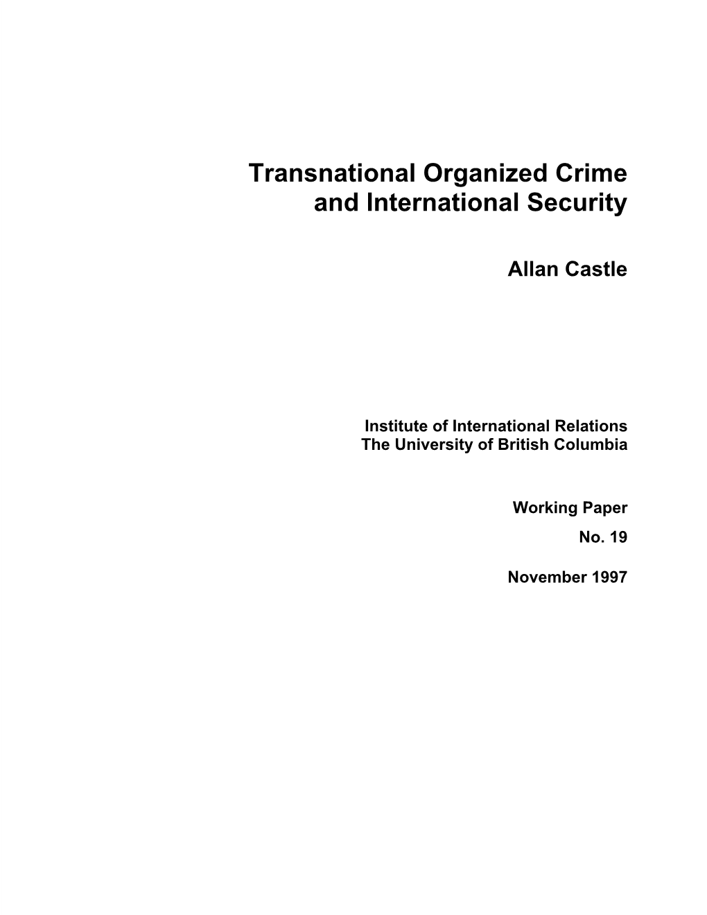 Transnational Organized Crime and International Security