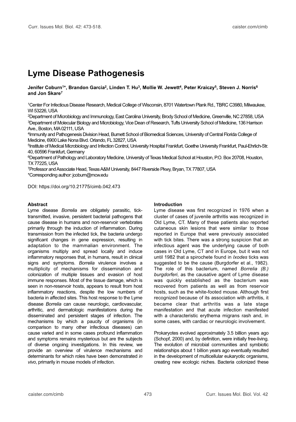 Lyme Disease Pathogenesis