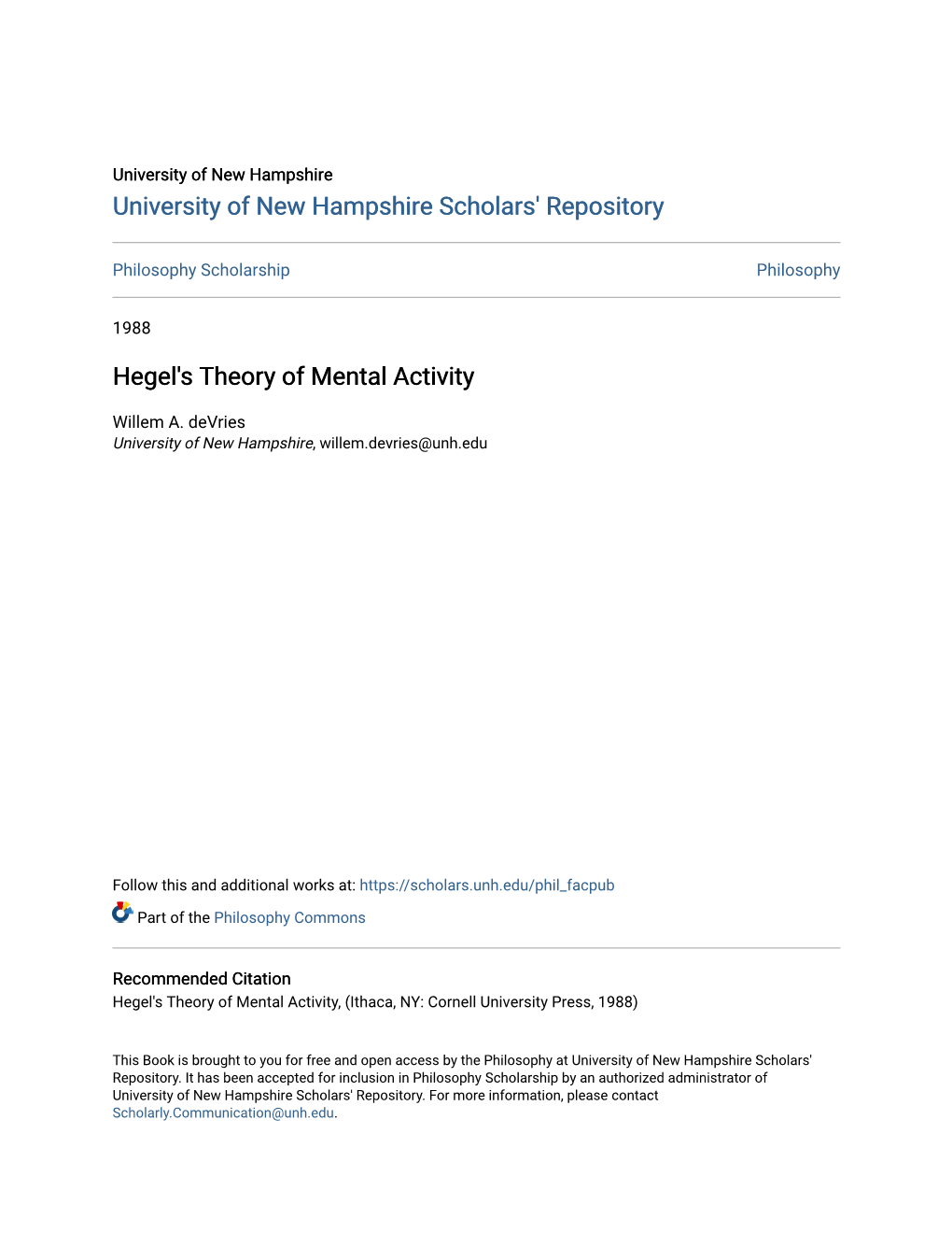 Hegel's Theory of Mental Activity