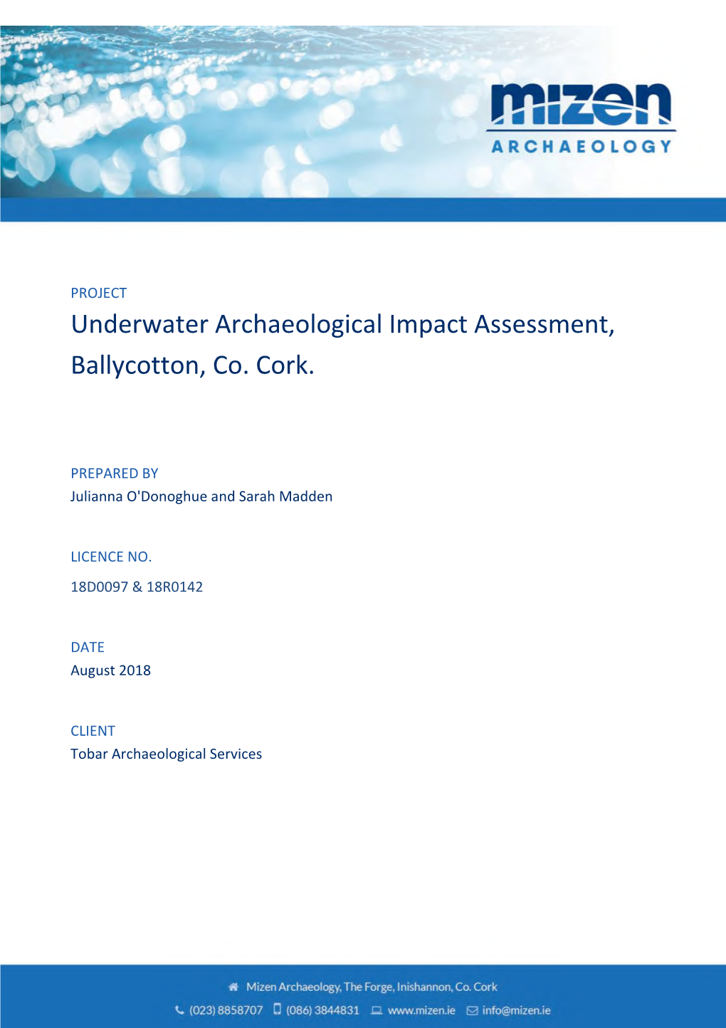 Underwater Archaeological Impact Assessment, Ballycotton, Co. Cork