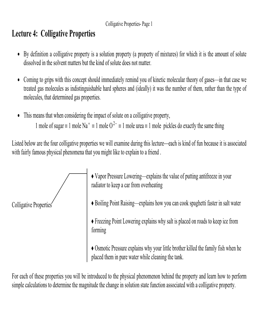 Lecture 4: Colligative Properties