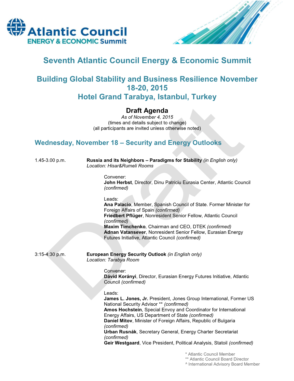 Seventh Atlantic Council Energy & Economic Summit