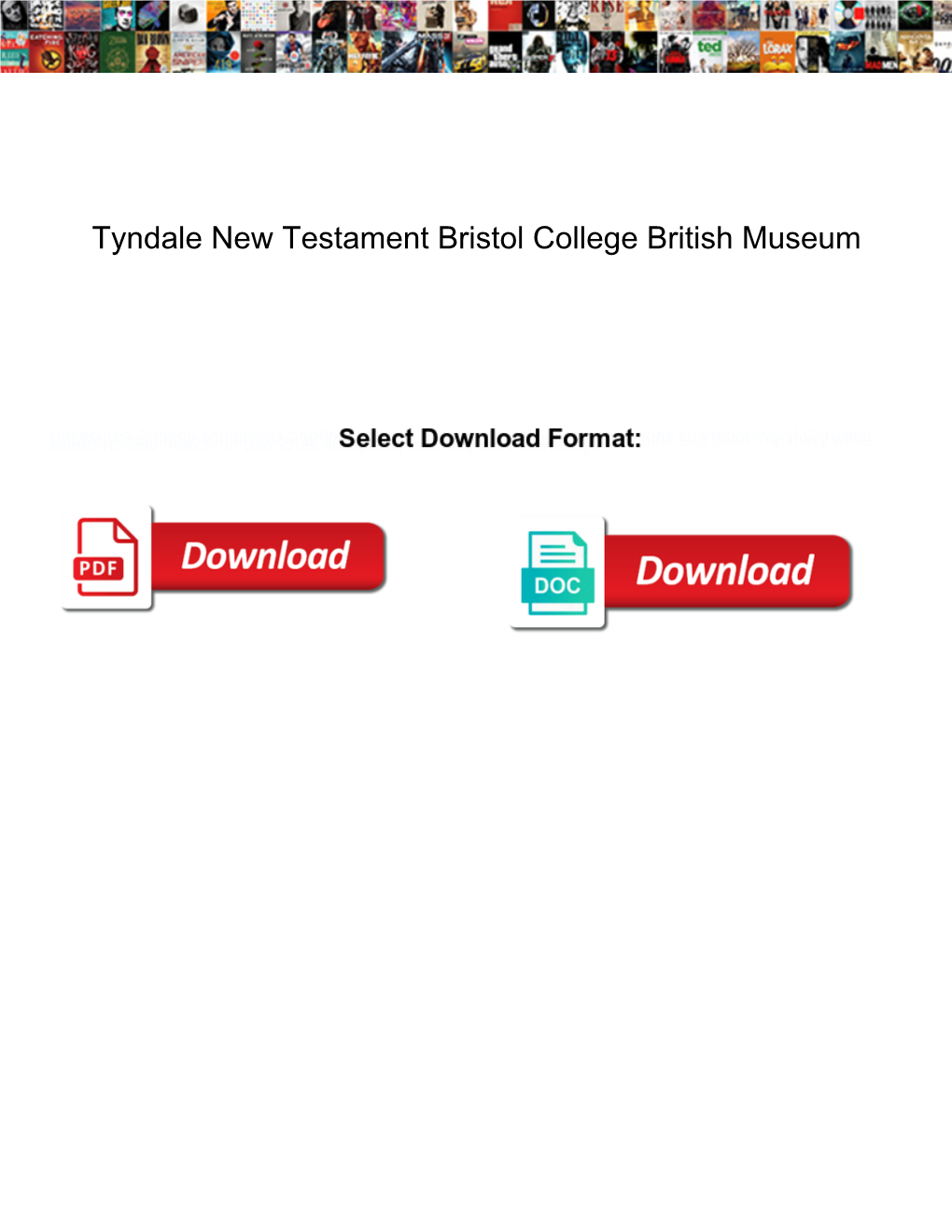 Tyndale New Testament Bristol College British Museum