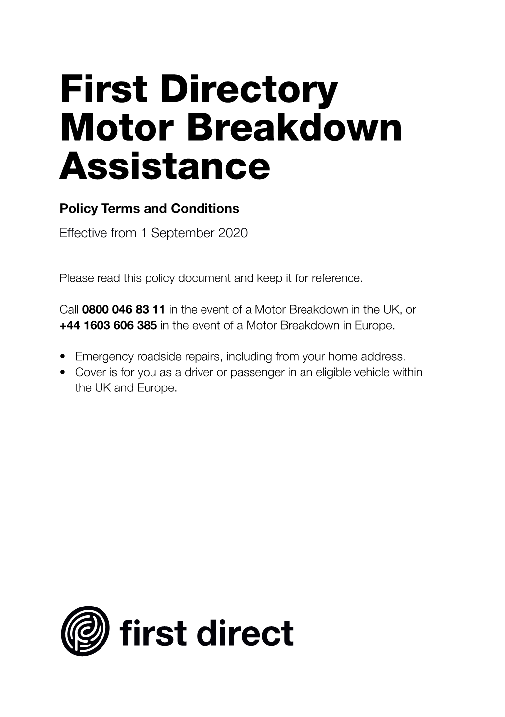 First Directory Motor Breakdown Assistance