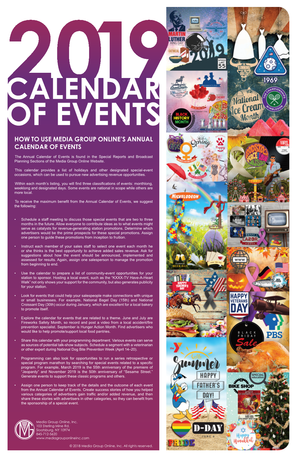 Calendar2 019 of Events How to Use Media Group Online’S Annual Calendar of Events