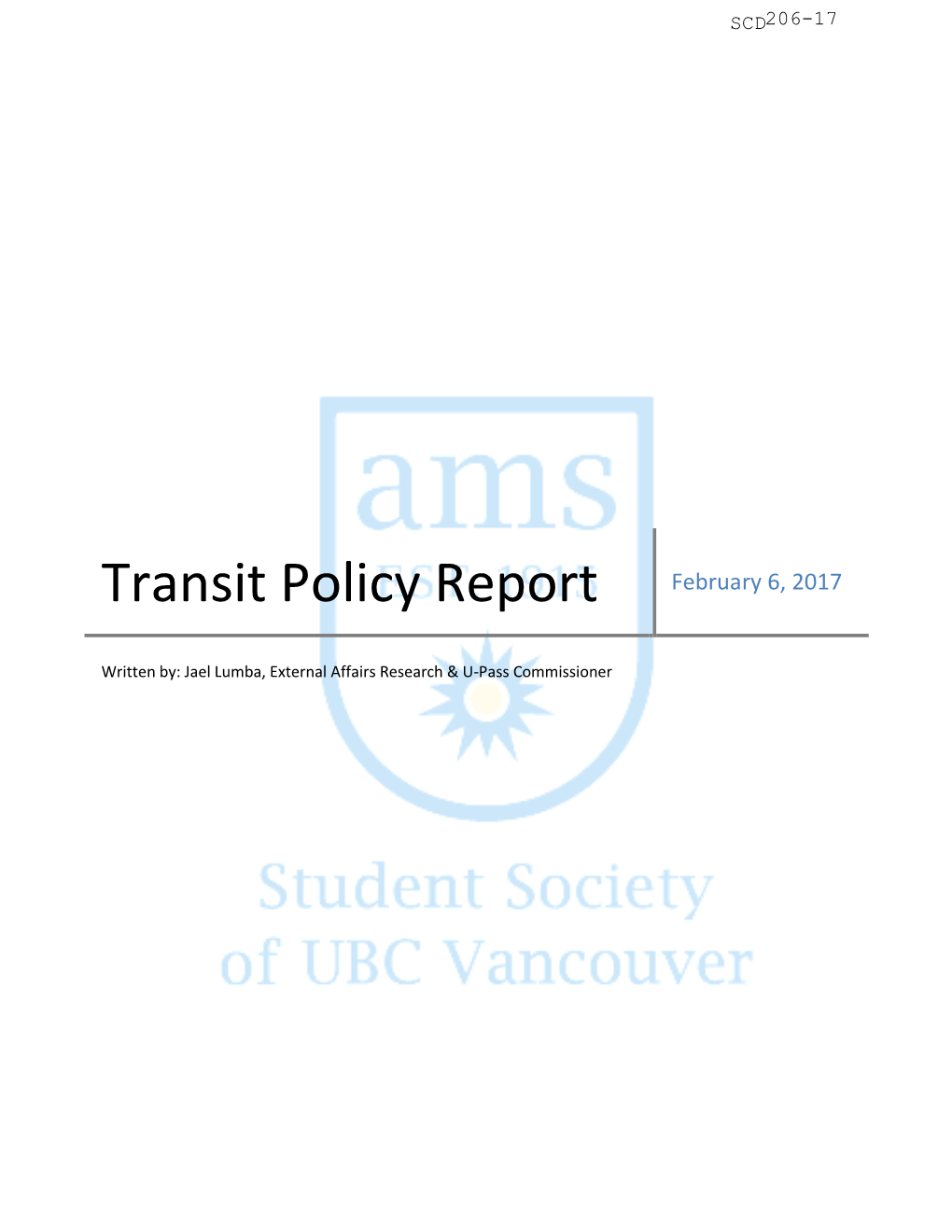 Transit Policy Report February 6, 2017