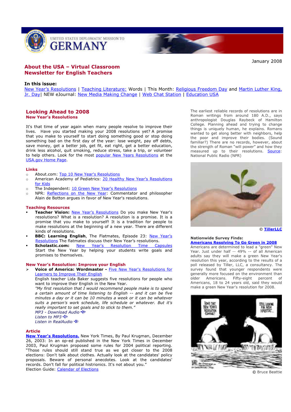Virtual Classroom Newsletter for English Teachers Looking Ahead To